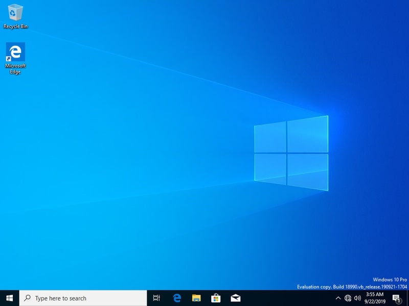 Windows 10 desktop wallpaper with default blue theme and icons